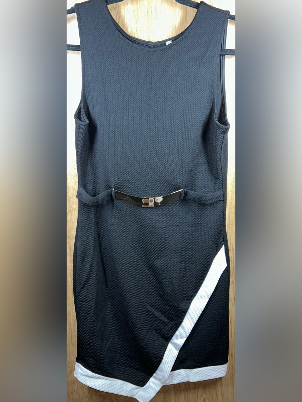 Cherry Mellow Women's Size L Black W/Added Metal Belt Sheath Dress